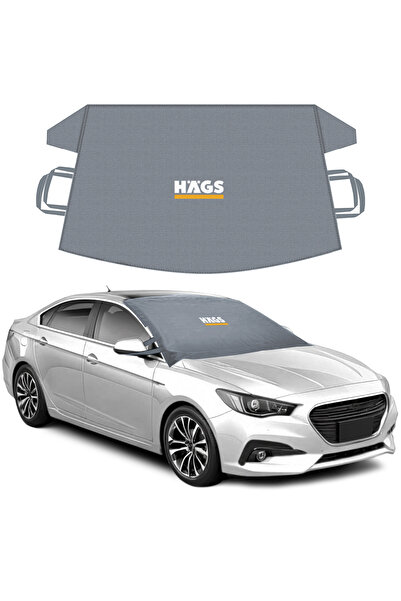 HAEGS Buz ve Kar Önleyici Araç Ön Cam Örtüsü Brandası / Oto Cam Koruyucu Güneşlik (178x106cm) L Gri