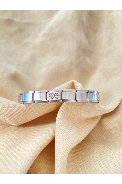 bijoux uniques Italian Charm Bracelet with Fire & Water Figures