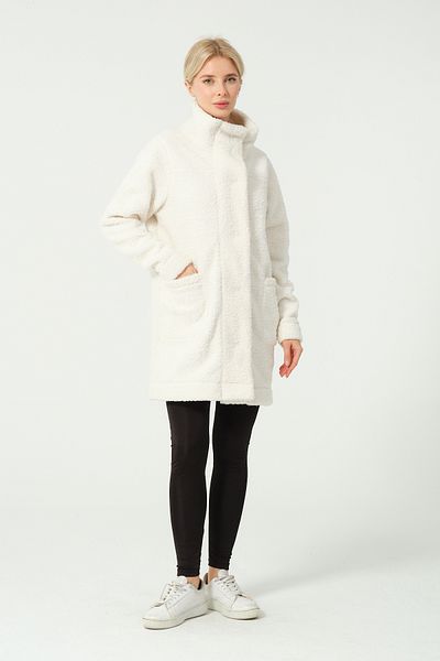 DOFİ Dofi Women's Ecru Snap Coat – Warm and Comfortable with Pockets