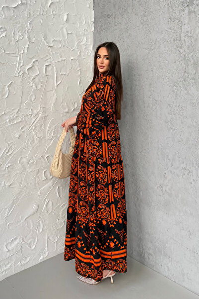 ASEDE Φόρεμα από 100% βισκόζη Bohemian Alaçatı Φόρεμα με κουμπιά βισκόζης Κατάλληλο για Φόρεμα Χιτζάμπ