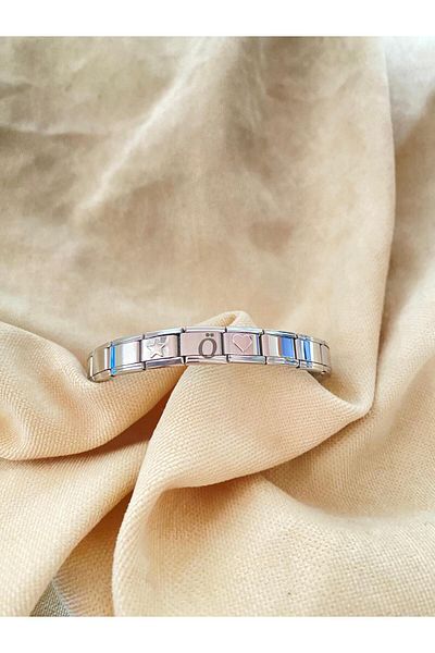 bijoux uniques Italian Charm Bracelet with Letter O Heart & Star