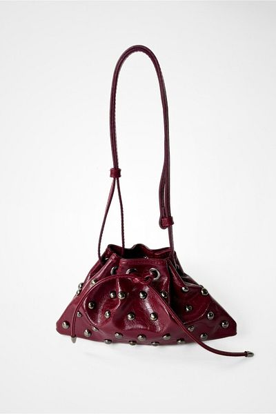 Yuka Atelier Nia Studded Drawstring Detailed Crossbody and Shoulder Bag