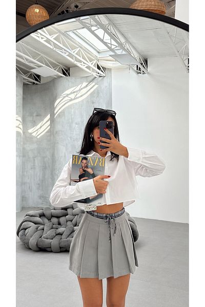 mydukkan.co Waist Detail Gabardine Skirt