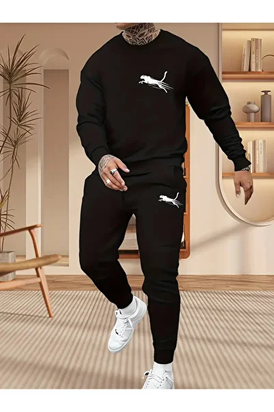 NEW TRENDY COLLECTİON Round Neck Sweat & Sweatpants Set – Comfortable and Stylish Design