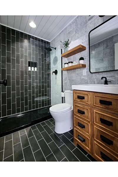 ERİKMANN Seperatör Cam Duşakabin 80 H190 Siyah Profil Şeffaf Cam