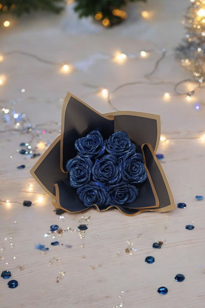 Miel De Secret Dekoratif Saten Kurdele Solmayan Özel Hediye Gül Çiçek Buketi Simli - Glitterlı