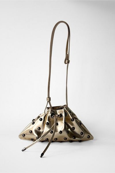 Yuka Atelier Nia Studded Drawstring Detailed Crossbody and Shoulder Bag