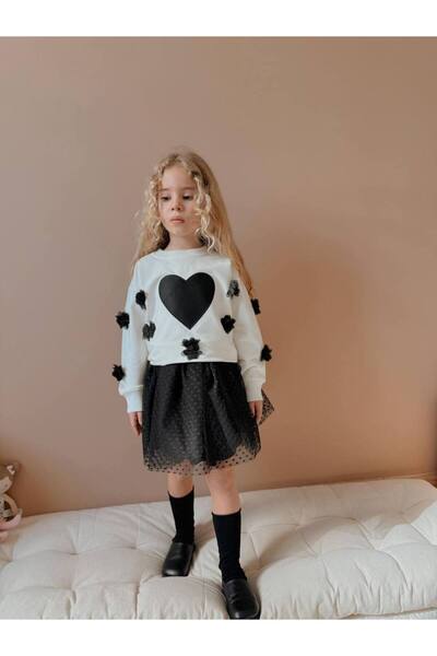 YİGİT BUTİK Yigit Boutique Girl's Bottom and Top Set with Tulle Skirt