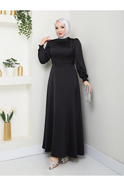 Moda Echer Satin Dress with Cross Tie Detail