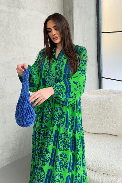 ASEDE 100% Viscose Bohemian Alaçatı Dress Buttoned Viscose Dress Suitable for Hijab