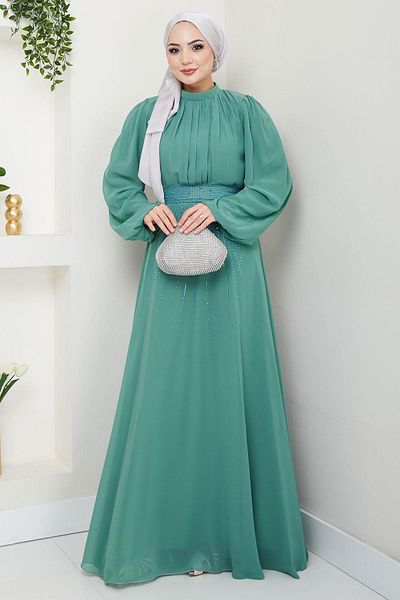hafsamina Βραδινό Φόρεμα - Münce Stone Chiffon Sash