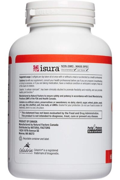 Natural Factors , Celadrin Joint Health, Promotes Flexibility, Mobility and Joint Function, 180 Softgels