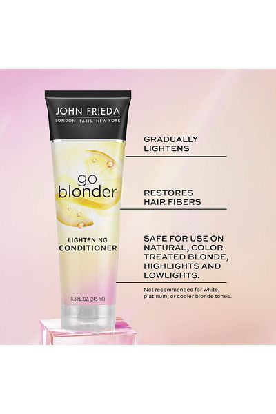 John Frieda Go Blonder Lightening Conditioner, Gradually Lightens Blonde Hair, Citrus & Chamomile, 8.3 Oz