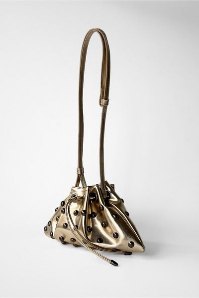 Yuka Atelier Nia Studded Drawstring Detailed Crossbody and Shoulder Bag