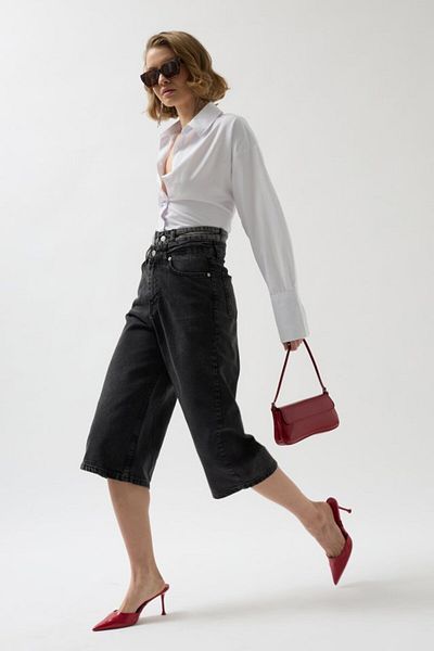 Modayakamoz Double Belted Bermuda Denim Shorts