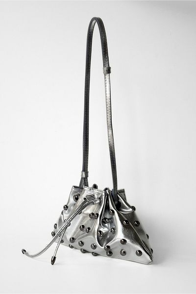 Yuka Atelier Nia Studded Drawstring Detailed Crossbody and Shoulder Bag