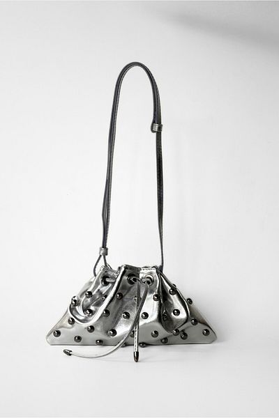 Yuka Atelier Nia Studded Drawstring Detailed Crossbody and Shoulder Bag