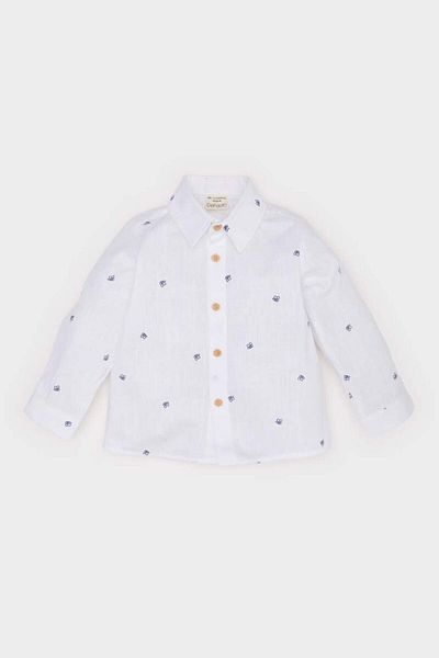 DeFacto Νέα σεζόν Baby Boy με σχέδιο Flamed Poplin μακρυμάνικο πουκάμισο