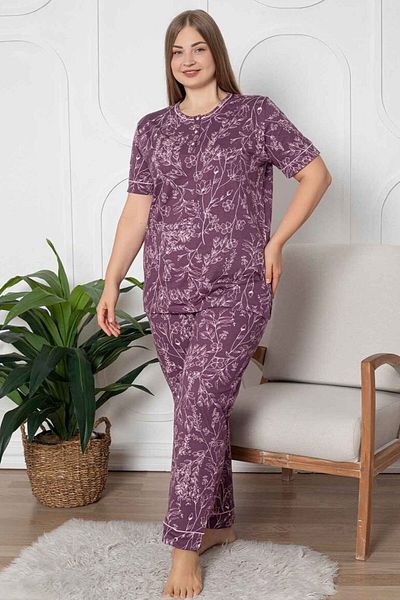 ALİMER Women's Plum Flower Pattern Pajamas Set Edy2766Kk-M