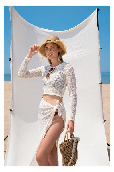 TIFFANY&TOMATO Uzun Kollu Ajurlu Bluz