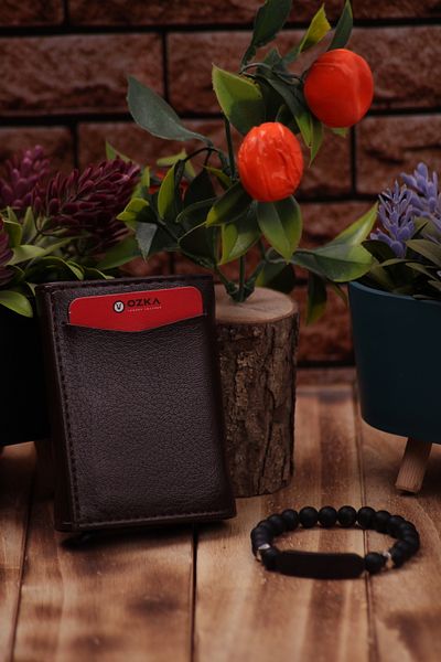 Ozka Leather Collection Δερμάτινη κάρτα με αυτόματο μηχανισμό - Δώρο βραχιολάκι 2