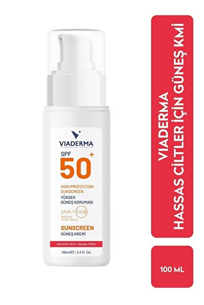Viaderma Hassas Ciltler için Parfümsüz SPF 50+ Yüksek Koruma Güneş Kremi 100 ...