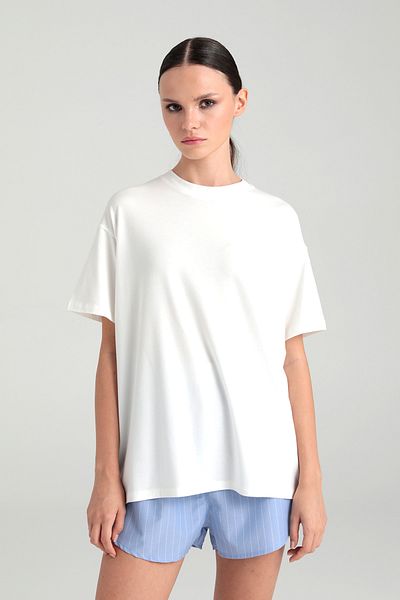 SHEISMONO Ultra Soft Short Sleeve T-Shirt Ecru