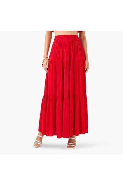 FAV Ruffle Detail Sleeveless Beach Top And Tiered Skirt Set