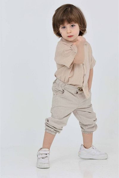 MİLANO KİDS Boy's Stylish Muslin Bottom Top Set