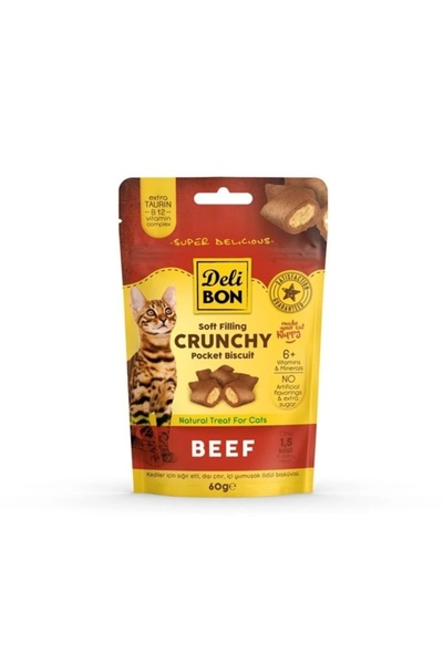Delibon Chrunchy Sığır Etli Kedi Ödül Bisküvisi 60 Gr
