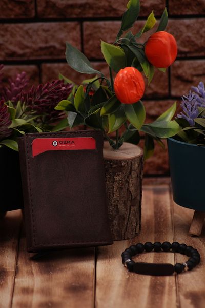 Ozka Leather Collection Δερμάτινη κάρτα με αυτόματο μηχανισμό - Δώρο βραχιολάκι 2