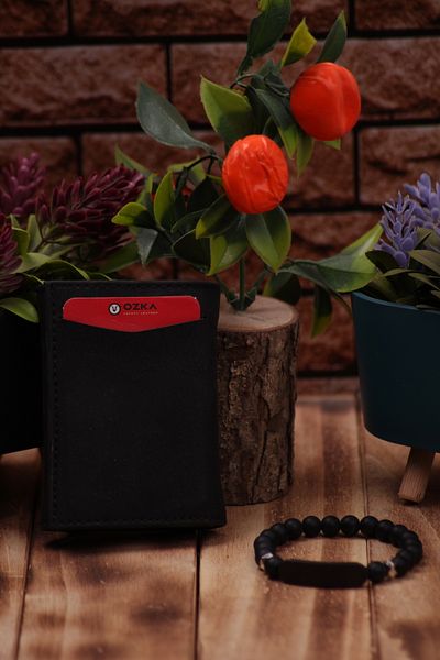 Ozka Leather Collection Δερμάτινη κάρτα με αυτόματο μηχανισμό - Δώρο βραχιολάκι 2