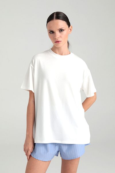 SHEISMONO Ultra Soft Short Sleeve T-Shirt Ecru