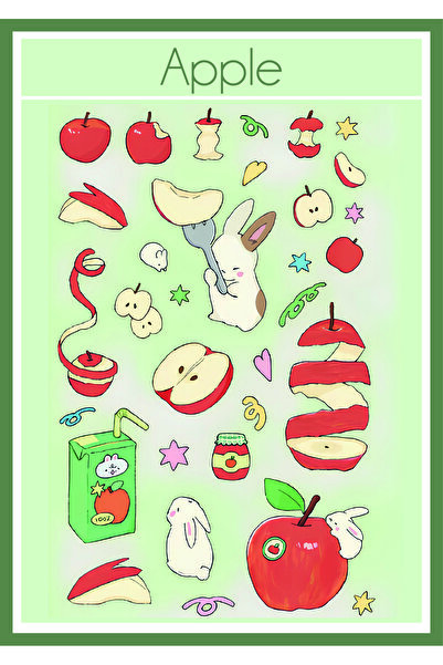 WALLHUMAN Mini Bunny Ajanda Bullet Journal için Suya Dayanıklı Sticker