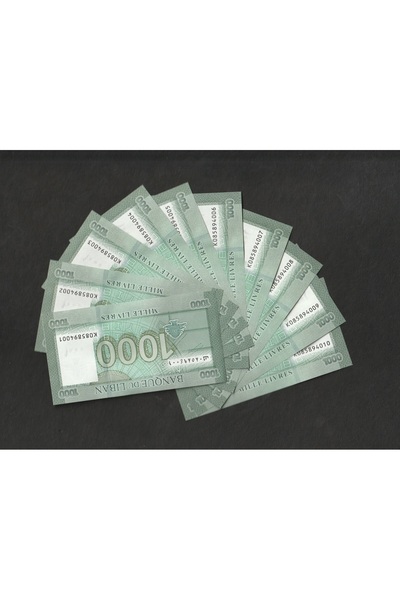 Edi Antik lübnan 1.000 livre çil (001-010) 10 adet seri takipli Eski yabancı ...