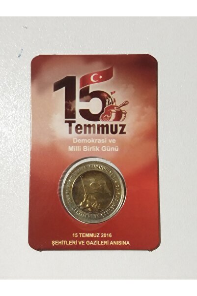 Edi Antik 15 Temmuz Hatıra 1 Lira Özel Folder'nda Madeni Para.