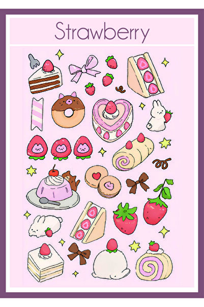 WALLHUMAN Mini Bunny Ajanda Bullet Journal için Suya Dayanıklı Sticker