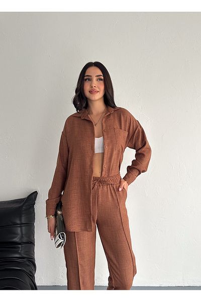 Kayaka triko Aerobin Linen Shirt Pants 2 Piece Top and Bottom Set