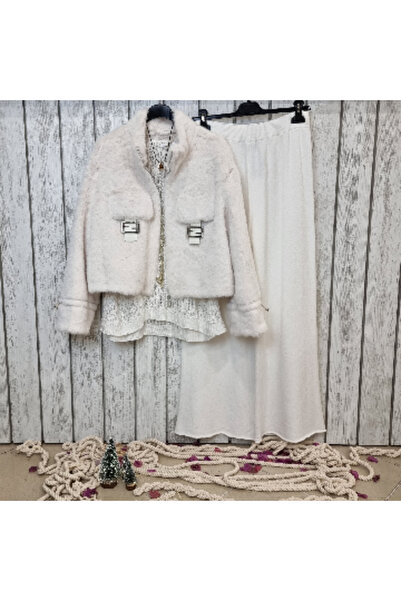 pudubutik Woolen Soft Knitwear Trousers White