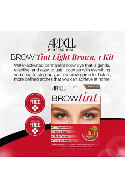 Ardell Brow Tint Kit Light Brown - Semi-Permanent Eyebrow Dye with Natural Extracts, 1 Pack