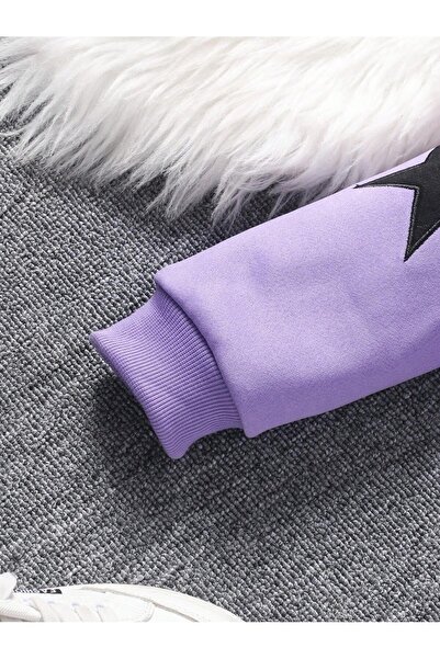 VESTIR BIEN Yıldız Baskılı Lila 3 Iplik Altı Polarlı Çocuk Alt-üst