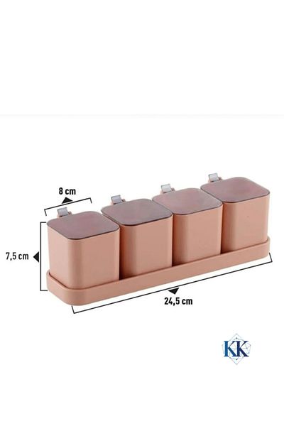 KENAN KAYA 4-Piece Round Spice Rack with Stand (Ecru)