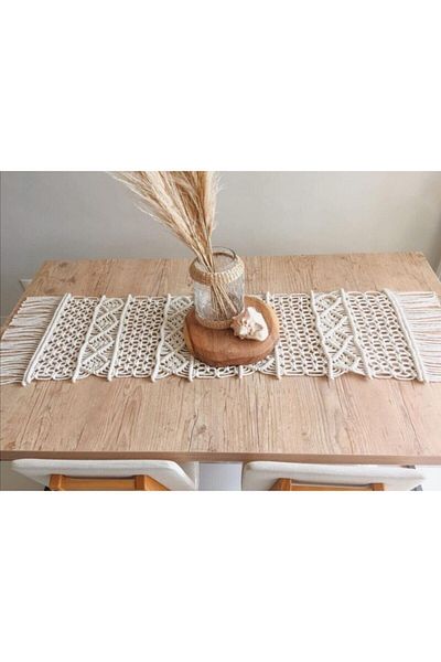 Foksan Deri Κάλυμμα τραπεζιού Macrame Runner με δώρο