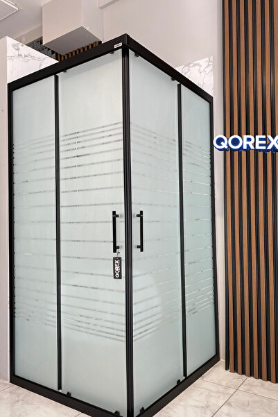 Qorex USTADUŞ - Qorex Marka - SİYAH - 6 mm Temperli Kum Cam Duşakabin H:190 Ö...