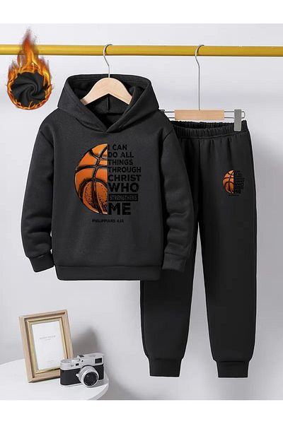 LAND MODA Trending and Creative Design Basketball Letter Printed Hoodie for Boys
