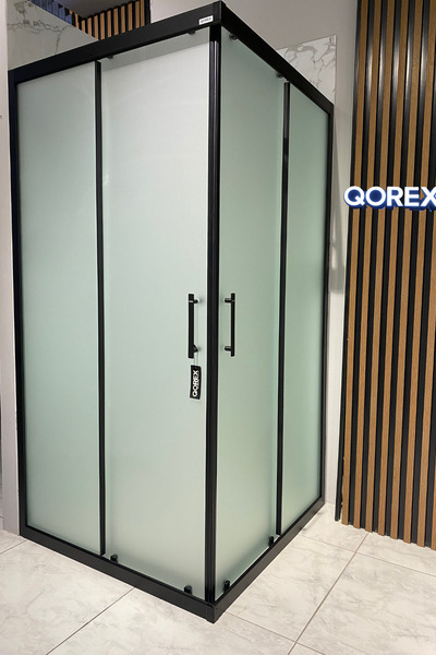 Qorex USTADUŞ - Qorex Marka - SİYAH - 6 mm Temperli Kum Cam Duşakabin H:190 Ö...