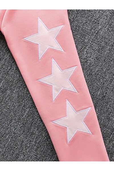 VESTIR BIEN Yıldız Baskılı 3 Pembe Iplik Altı Polarlı Çocuk Alt-üst