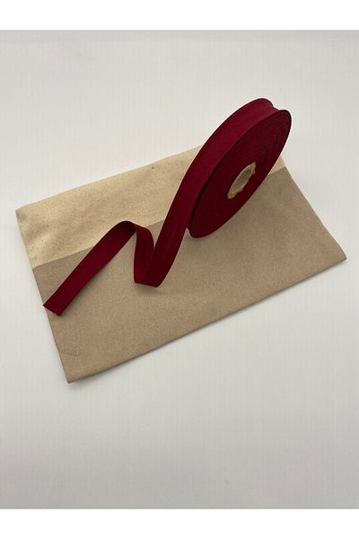 Ak Tuhafiye 100% Cotton (Koton) Bias Tape Claret Red 25 Meters Length-2 cm Width-Bias Ply Cotton Bias Tape 25 Meters No:28