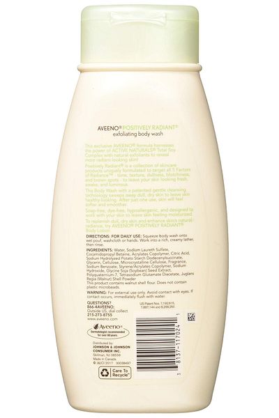 AVEENO Positively Radiant Body Wash Exfoliating 18 Ounce (532ml)