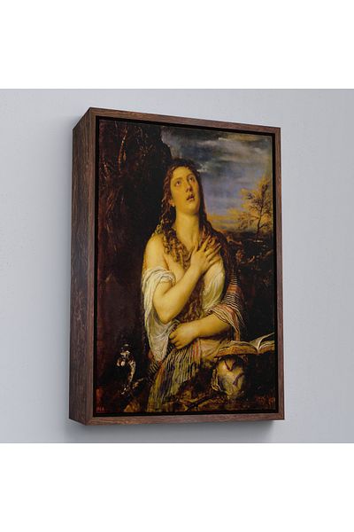 Harita Sepeti Pictură pe pânză „Magdalena penitentă” de Titian Tiziano Vecellio cu cadru alb